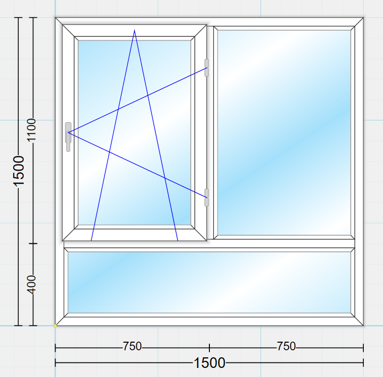 پنجره دوجدار لولایی با کتیبه پایین