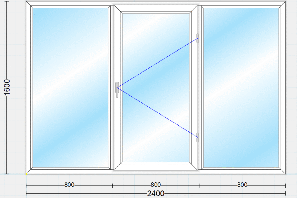 پنجره دوجداره ۳ لنگه لولایی